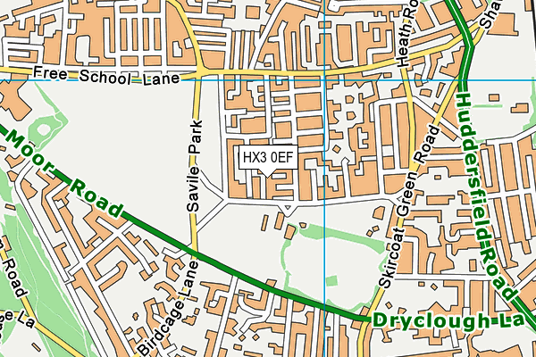 HX3 0EF map - OS VectorMap District (Ordnance Survey)