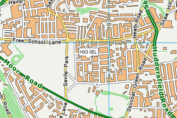 HX3 0EL map - OS VectorMap District (Ordnance Survey)