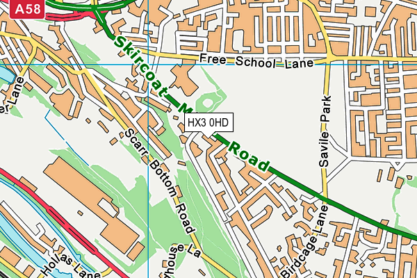 HX3 0HD map - OS VectorMap District (Ordnance Survey)