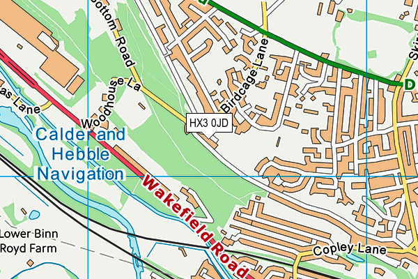 HX3 0JD map - OS VectorMap District (Ordnance Survey)