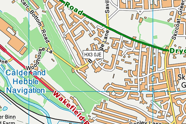 Old Crossleyan Squash Club map (HX3 0JE) - OS VectorMap District (Ordnance Survey)