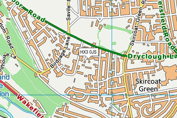 HX3 0JS map - OS VectorMap District (Ordnance Survey)