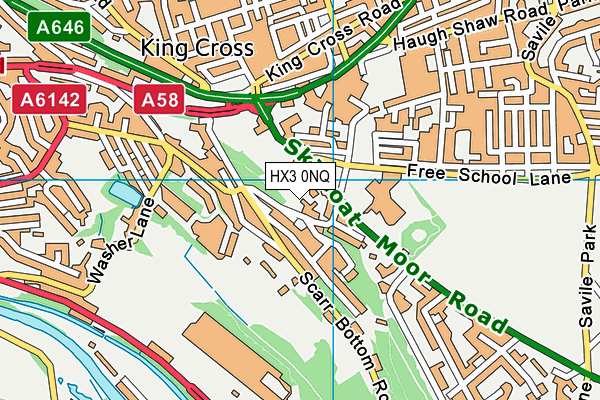 HX3 0NQ map - OS VectorMap District (Ordnance Survey)