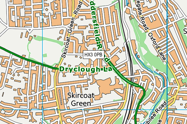 HX3 0PB map - OS VectorMap District (Ordnance Survey)