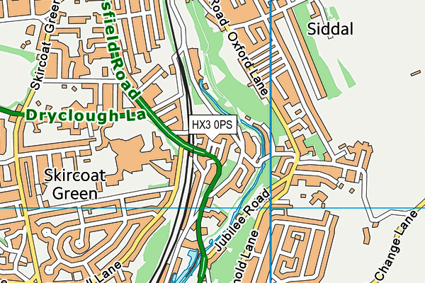 HX3 0PS map - OS VectorMap District (Ordnance Survey)