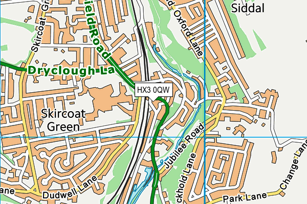 HX3 0QW map - OS VectorMap District (Ordnance Survey)