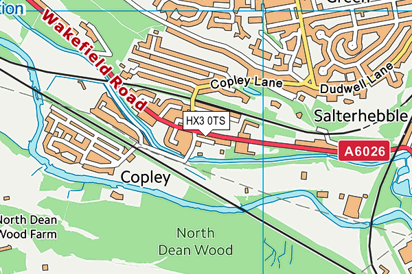 HX3 0TS map - OS VectorMap District (Ordnance Survey)