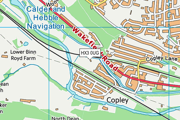 Copley Lane (Old Rishworthians Rugby Club) map (HX3 0UG) - OS VectorMap District (Ordnance Survey)