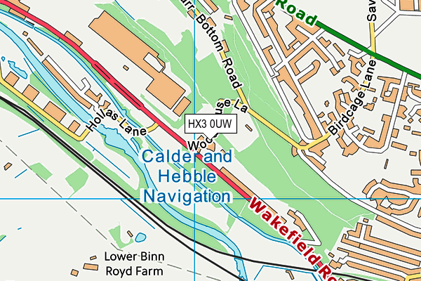 Hollas Lane (Old Rishworthians Rugby Club) map (HX3 0UW) - OS VectorMap District (Ordnance Survey)