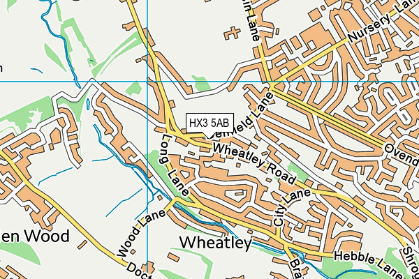 HX3 5AB map - OS VectorMap District (Ordnance Survey)