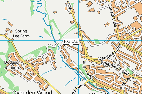 HX3 5AE map - OS VectorMap District (Ordnance Survey)