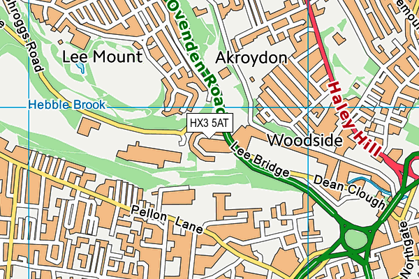 HX3 5AT map - OS VectorMap District (Ordnance Survey)