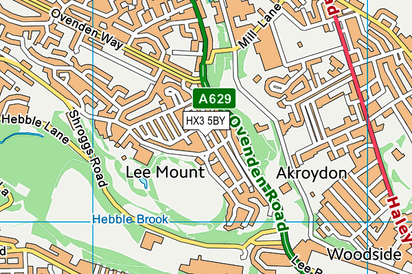 HX3 5BY map - OS VectorMap District (Ordnance Survey)