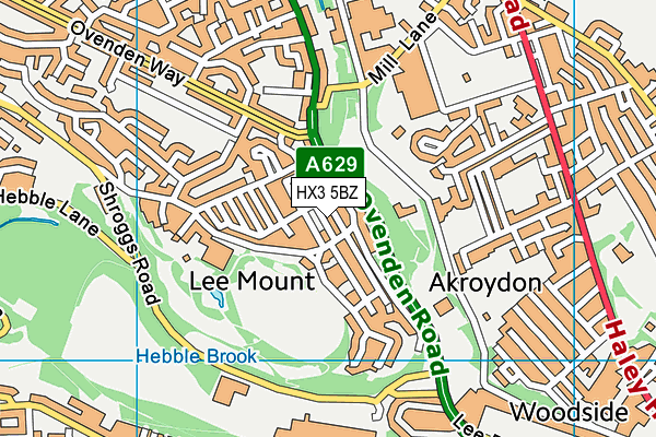 HX3 5BZ map - OS VectorMap District (Ordnance Survey)