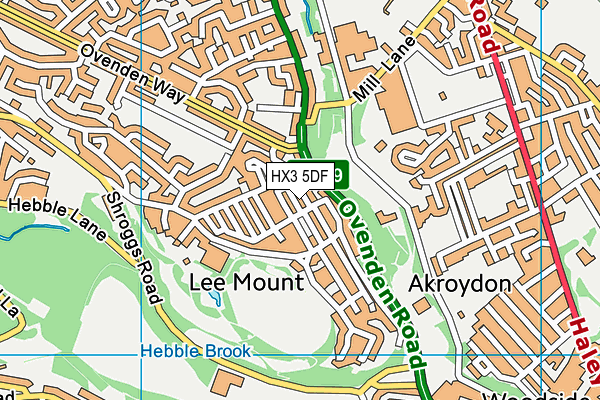 HX3 5DF map - OS VectorMap District (Ordnance Survey)