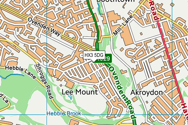 HX3 5DG map - OS VectorMap District (Ordnance Survey)