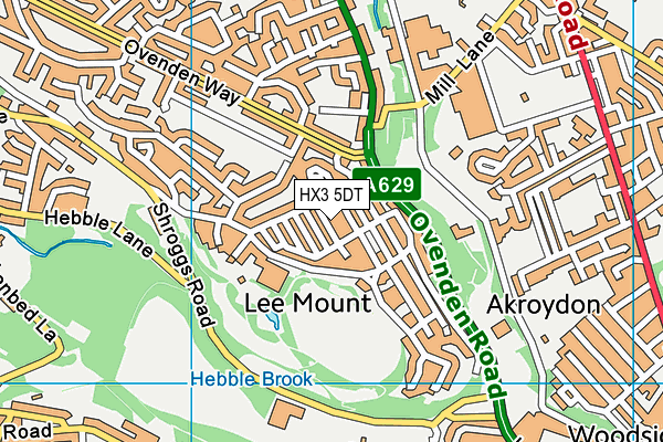 HX3 5DT map - OS VectorMap District (Ordnance Survey)