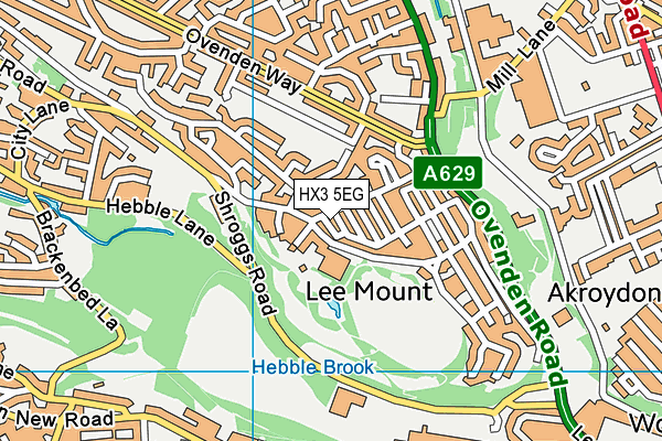 HX3 5EG map - OS VectorMap District (Ordnance Survey)