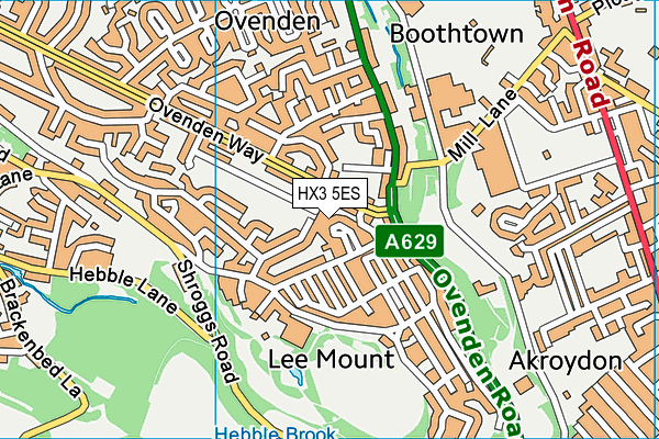 HX3 5ES map - OS VectorMap District (Ordnance Survey)