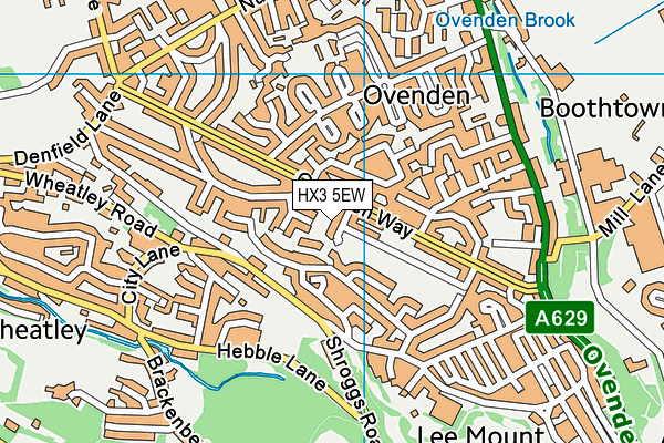 HX3 5EW map - OS VectorMap District (Ordnance Survey)