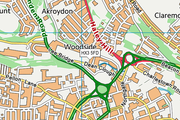 HX3 5FD map - OS VectorMap District (Ordnance Survey)