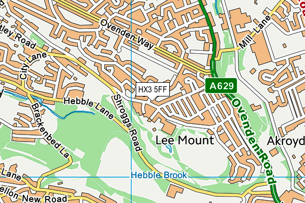 HX3 5FF map - OS VectorMap District (Ordnance Survey)