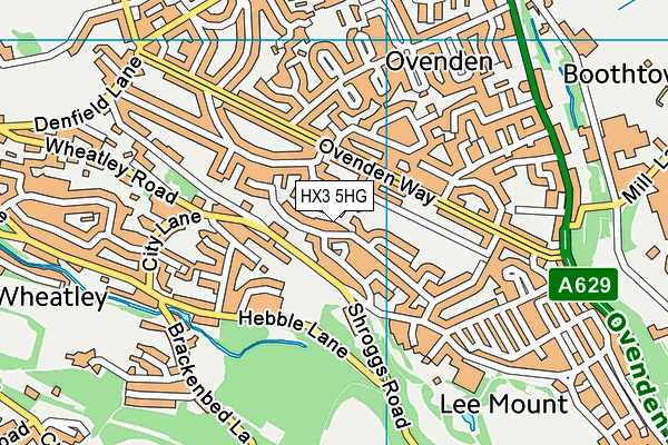 HX3 5HG map - OS VectorMap District (Ordnance Survey)