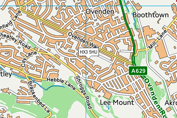 HX3 5HU map - OS VectorMap District (Ordnance Survey)