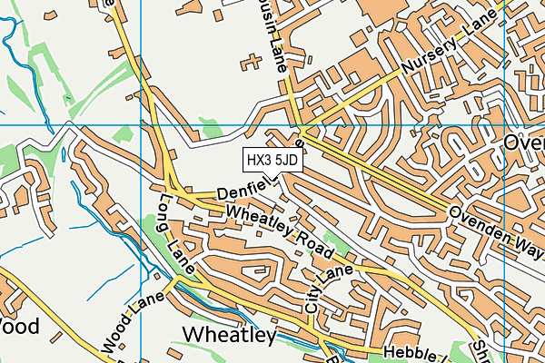 HX3 5JD map - OS VectorMap District (Ordnance Survey)