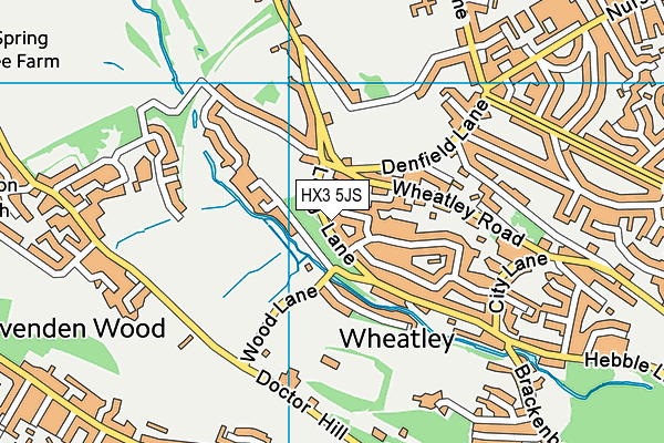 HX3 5JS map - OS VectorMap District (Ordnance Survey)