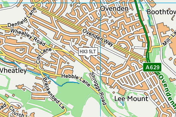 HX3 5LT map - OS VectorMap District (Ordnance Survey)