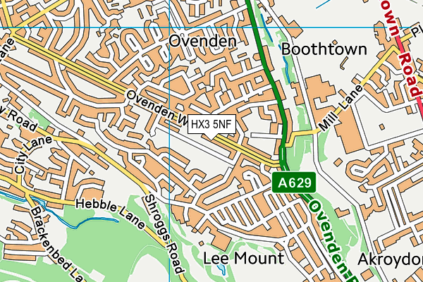 HX3 5NF map - OS VectorMap District (Ordnance Survey)