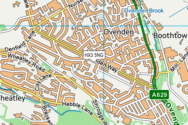 HX3 5NG map - OS VectorMap District (Ordnance Survey)