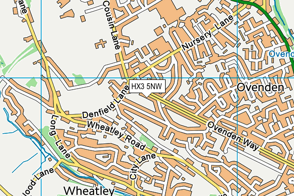 HX3 5NW map - OS VectorMap District (Ordnance Survey)
