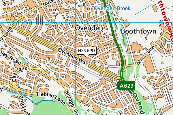 HX3 5PD map - OS VectorMap District (Ordnance Survey)