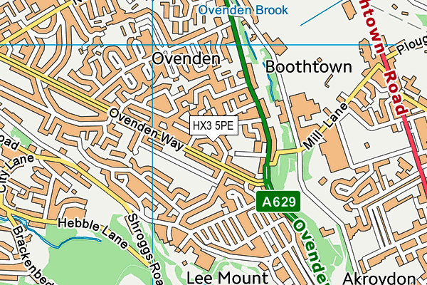 HX3 5PE map - OS VectorMap District (Ordnance Survey)