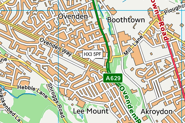 HX3 5PF map - OS VectorMap District (Ordnance Survey)