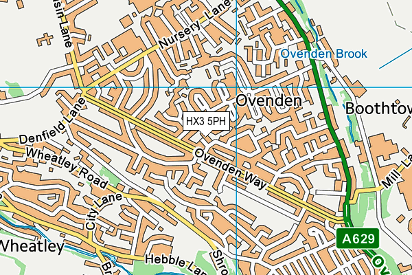 HX3 5PH map - OS VectorMap District (Ordnance Survey)