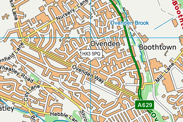 HX3 5PQ map - OS VectorMap District (Ordnance Survey)