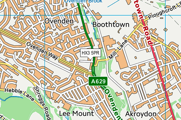 HX3 5PR map - OS VectorMap District (Ordnance Survey)