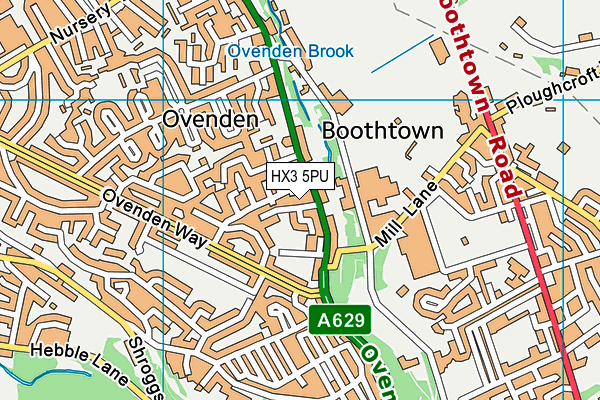 HX3 5PU map - OS VectorMap District (Ordnance Survey)