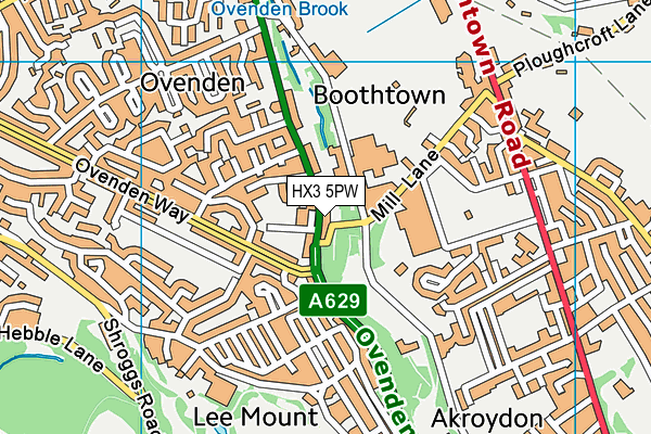 HX3 5PW map - OS VectorMap District (Ordnance Survey)