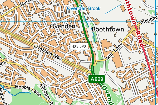 HX3 5PX map - OS VectorMap District (Ordnance Survey)