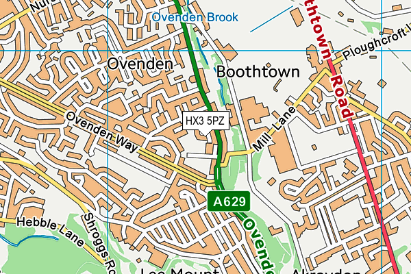 HX3 5PZ map - OS VectorMap District (Ordnance Survey)