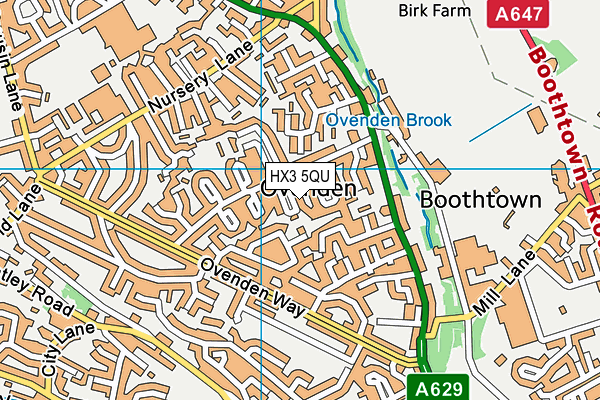 HX3 5QU map - OS VectorMap District (Ordnance Survey)