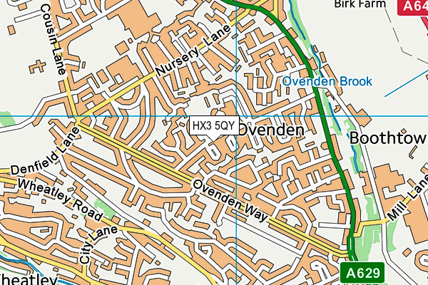 HX3 5QY map - OS VectorMap District (Ordnance Survey)
