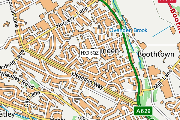 HX3 5QZ map - OS VectorMap District (Ordnance Survey)