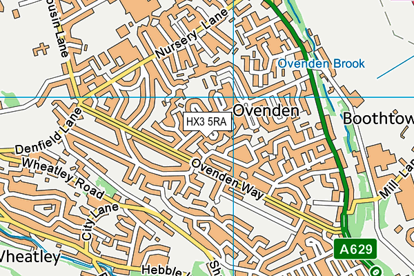 HX3 5RA map - OS VectorMap District (Ordnance Survey)