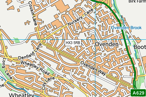 HX3 5RB map - OS VectorMap District (Ordnance Survey)