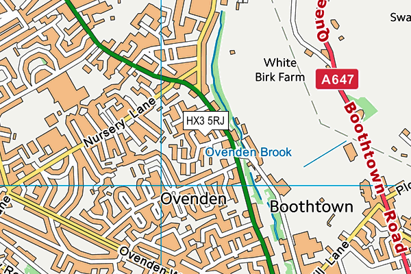 HX3 5RJ map - OS VectorMap District (Ordnance Survey)